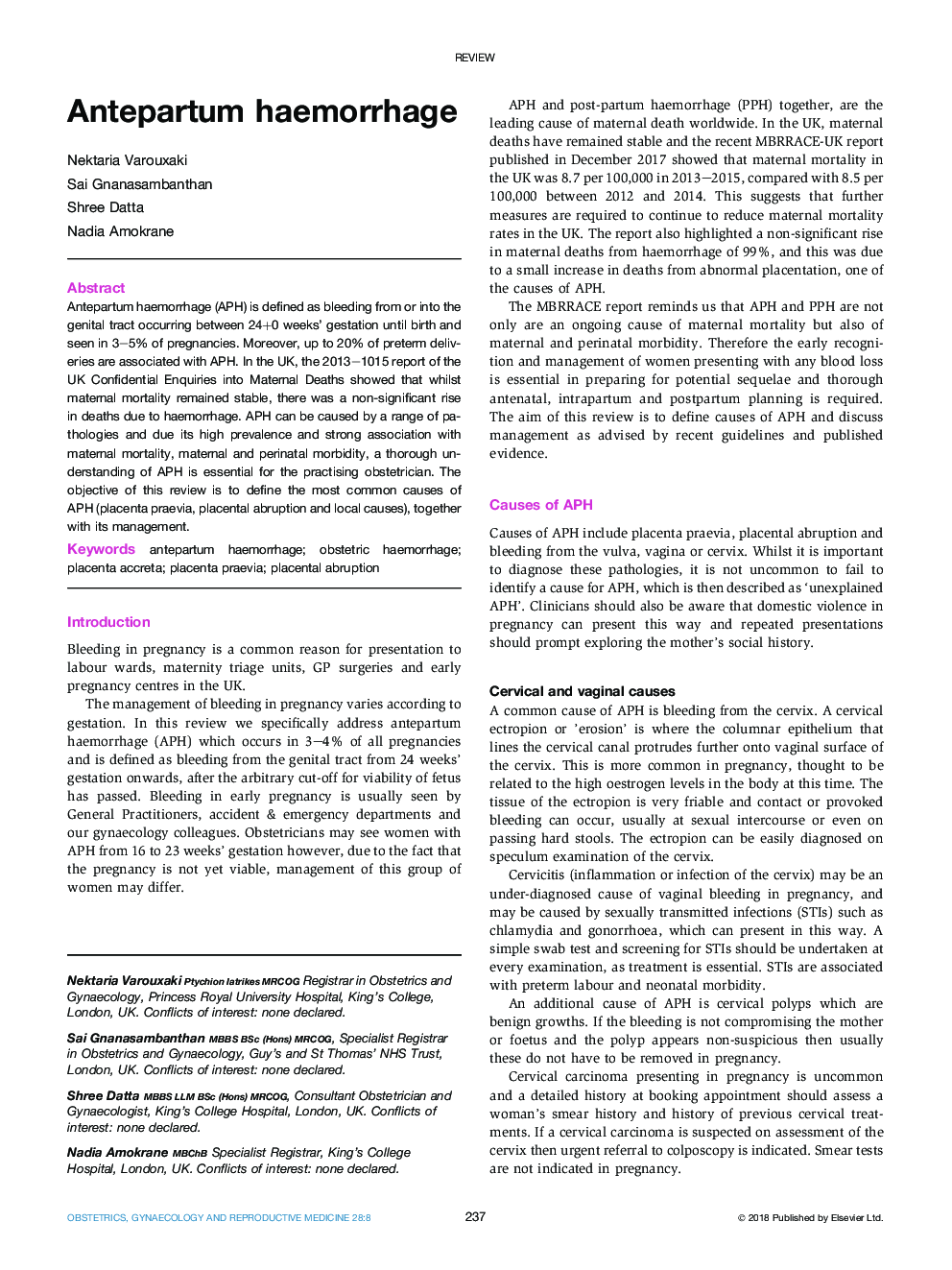 Antepartum haemorrhage