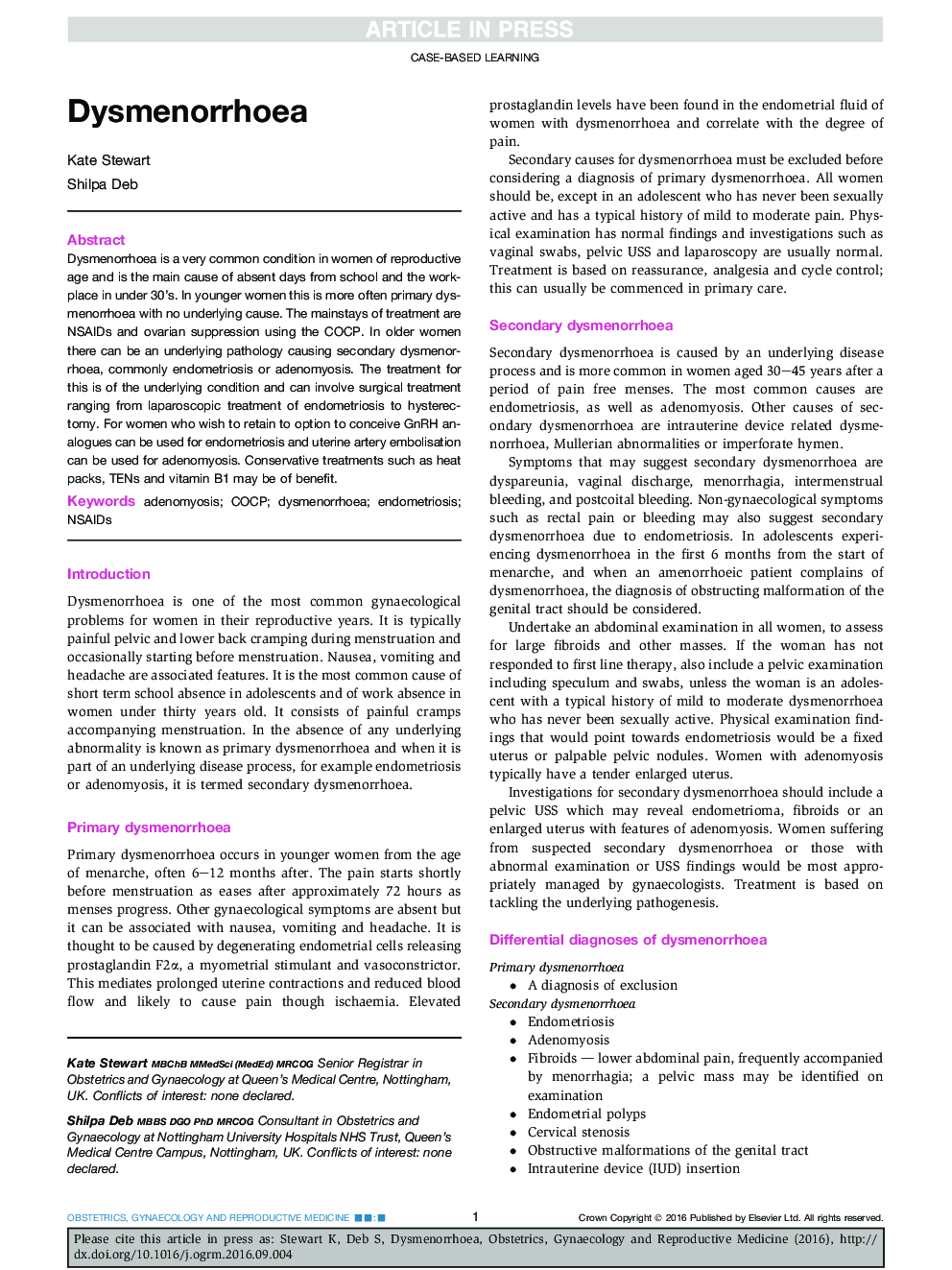 Dysmenorrhoea