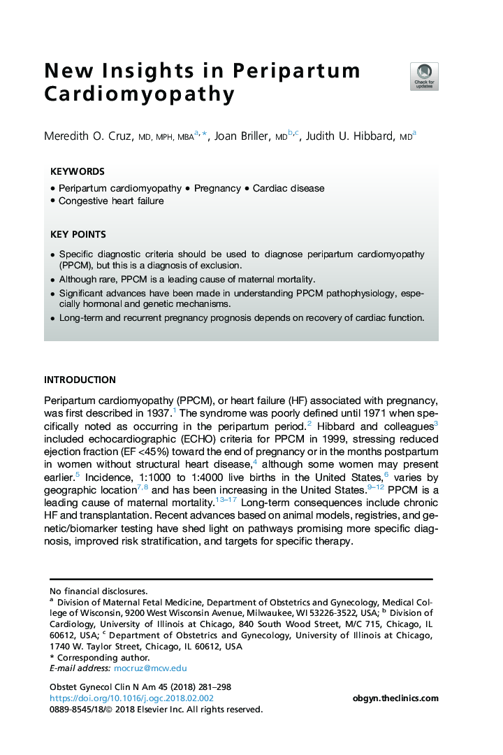 New Insights in Peripartum Cardiomyopathy