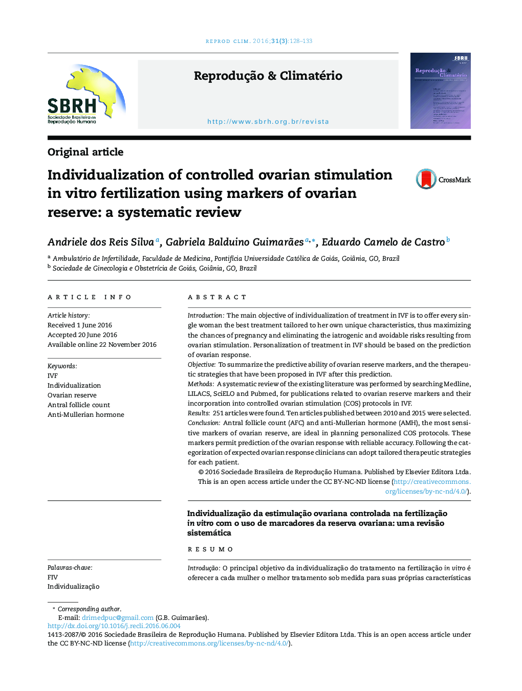 Individualization of controlled ovarian stimulation in vitro fertilization using markers of ovarian reserve: a systematic review