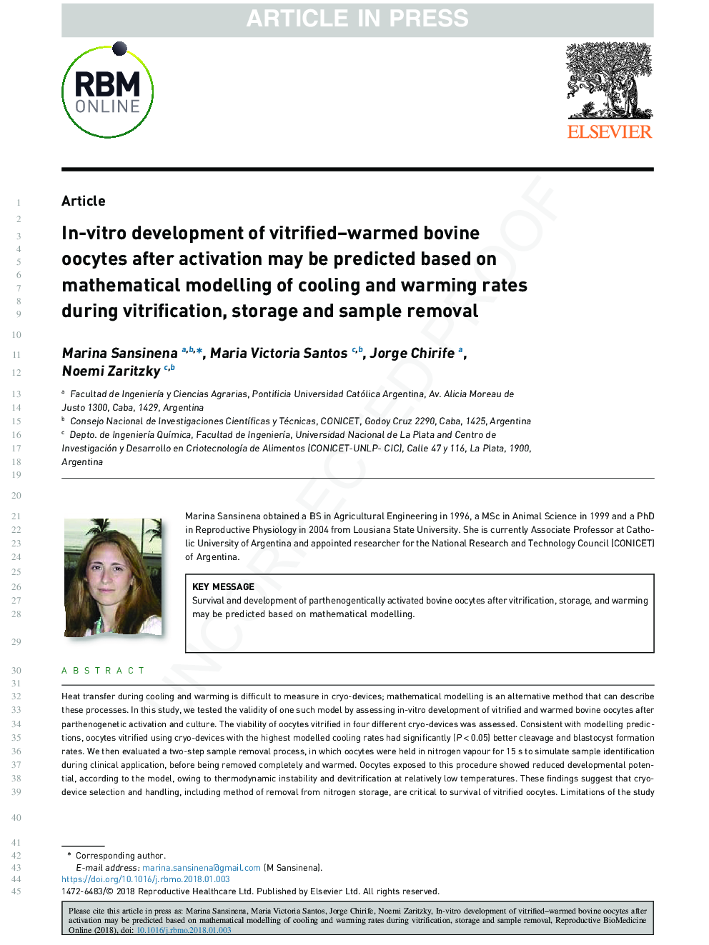 In-vitro development of vitrified-warmed bovine oocytes after activation may be predicted based on mathematical modelling of cooling and warming rates during vitrification, storage and sample removal