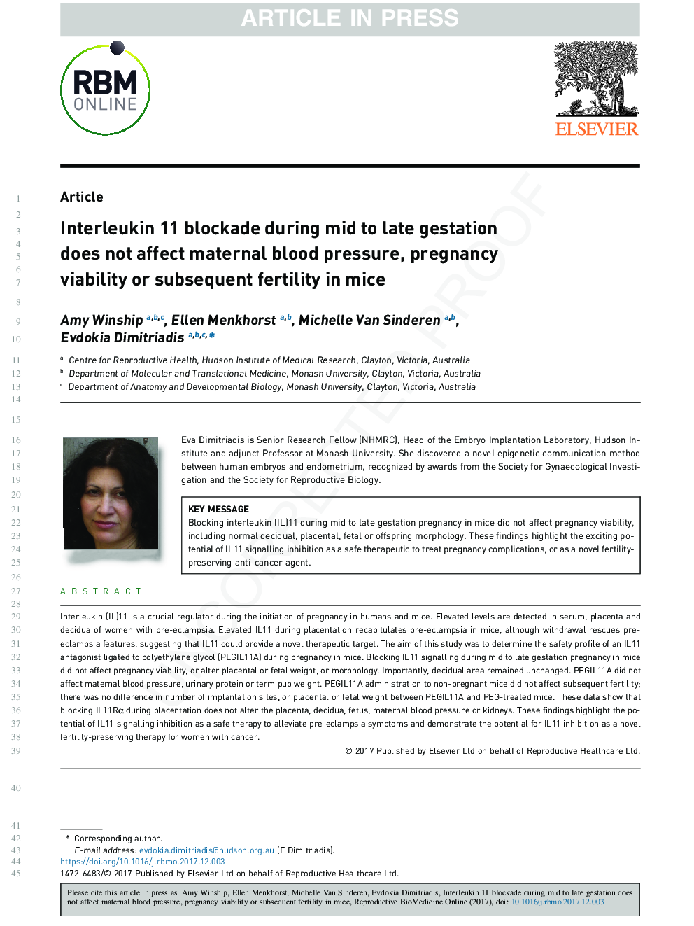 Interleukin 11 blockade during mid to late gestation does not affect maternal blood pressure, pregnancy viability or subsequent fertility in mice