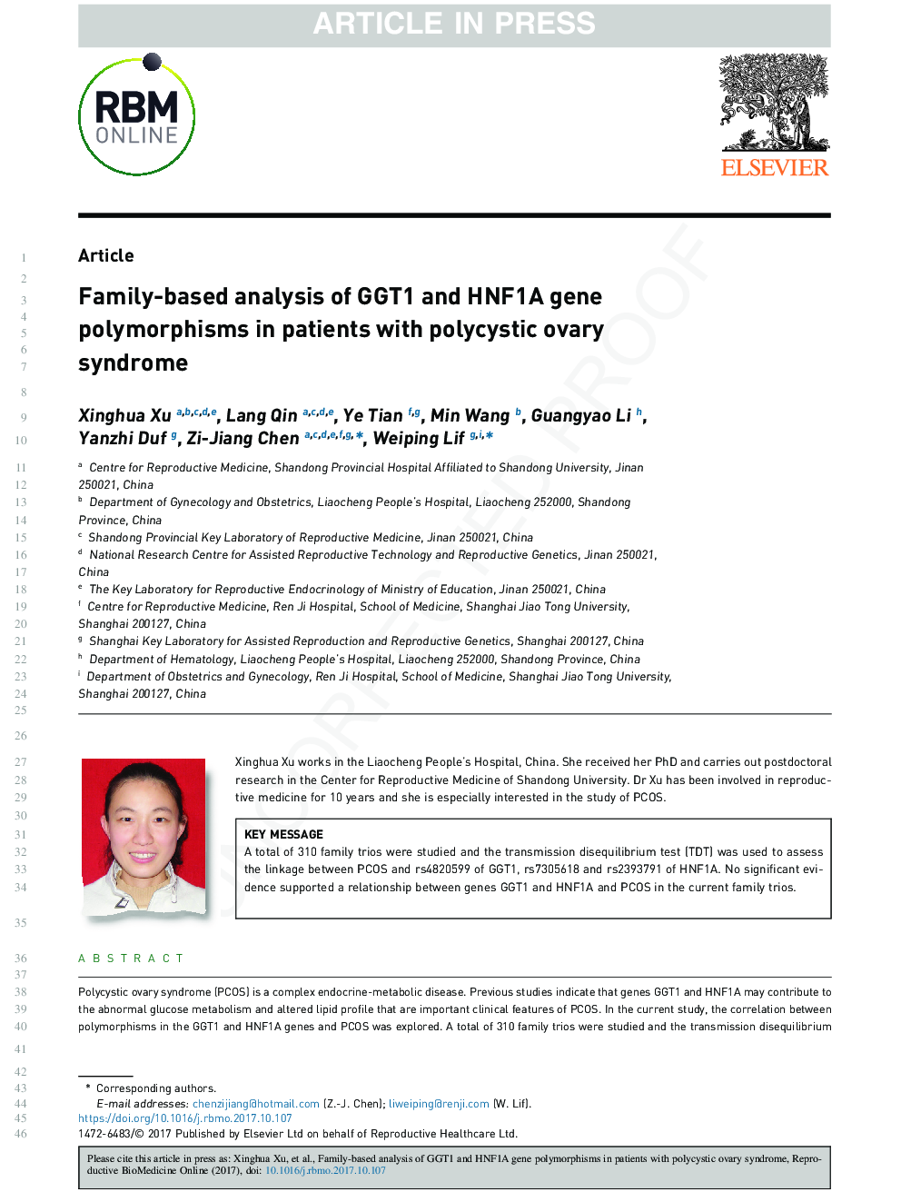 Family-based analysis of GGT1 and HNF1A gene polymorphisms in patients with polycystic ovary syndrome