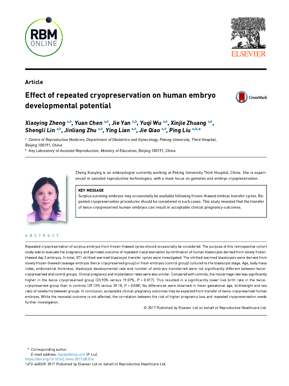 Effect of repeated cryopreservation on human embryo developmental potential