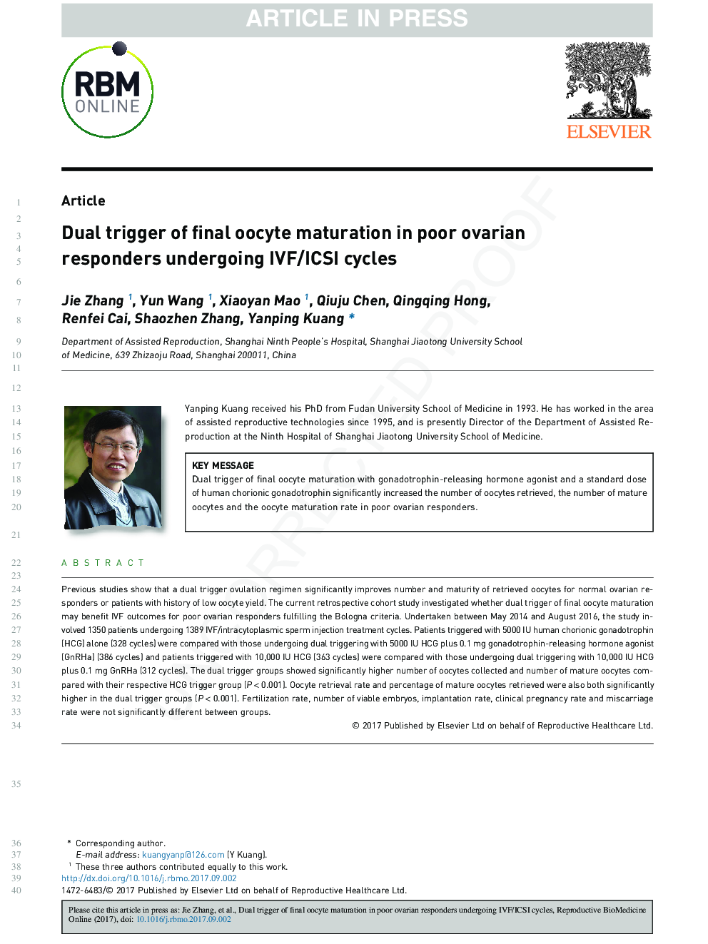 Dual trigger of final oocyte maturation in poor ovarian responders undergoing IVF/ICSI cycles