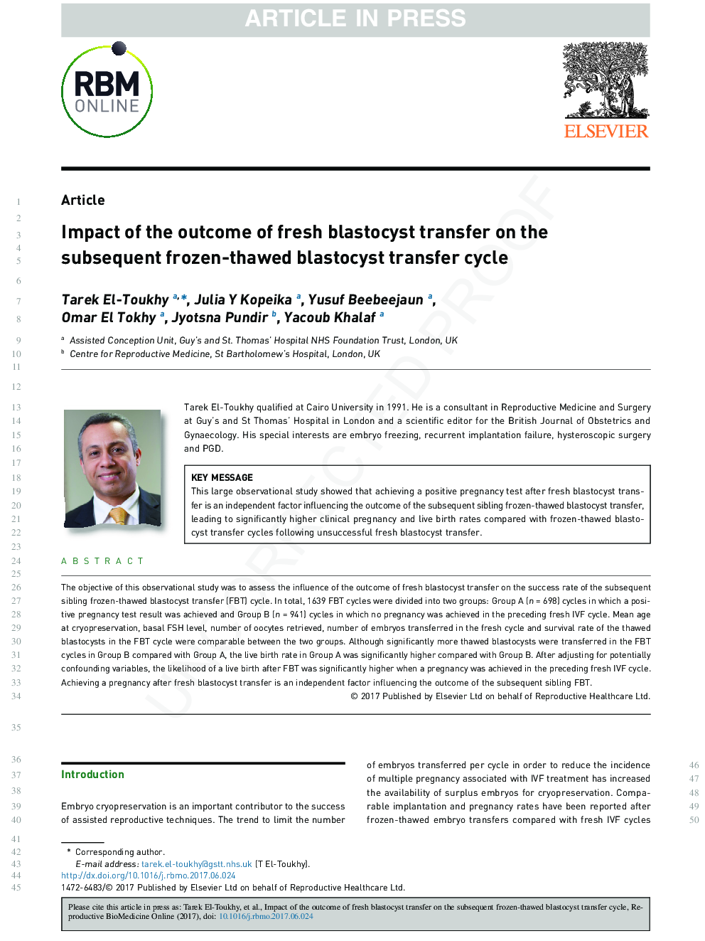 Impact of the outcome of fresh blastocyst transfer on the subsequent frozen-thawed blastocyst transfer cycle