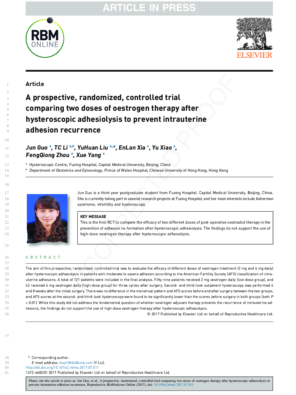A prospective, randomized, controlled trial comparing two doses of oestrogen therapy after hysteroscopic adhesiolysis to prevent intrauterine adhesion recurrence