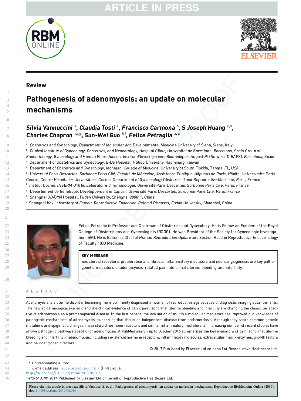 Pathogenesis of adenomyosis: an update on molecular mechanisms