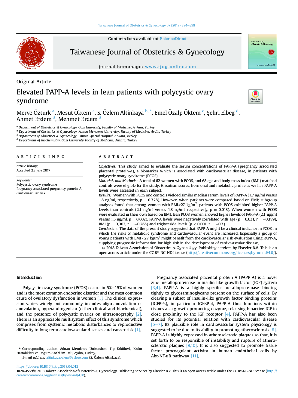 Elevated PAPP-A levels in lean patients with polycystic ovary syndrome