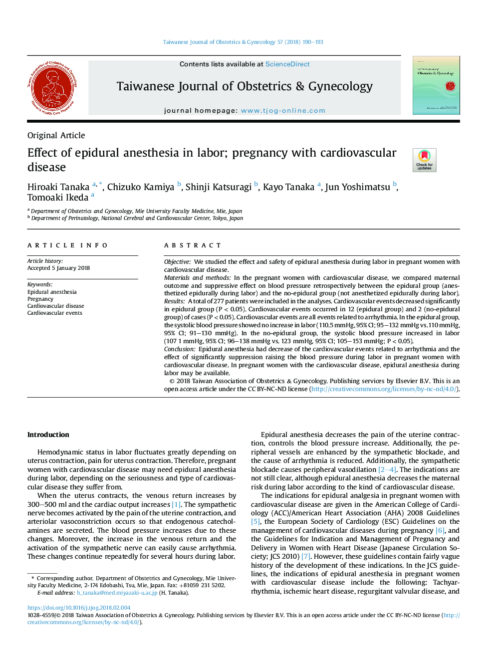 Effect of epidural anesthesia in labor; pregnancy with cardiovascular disease