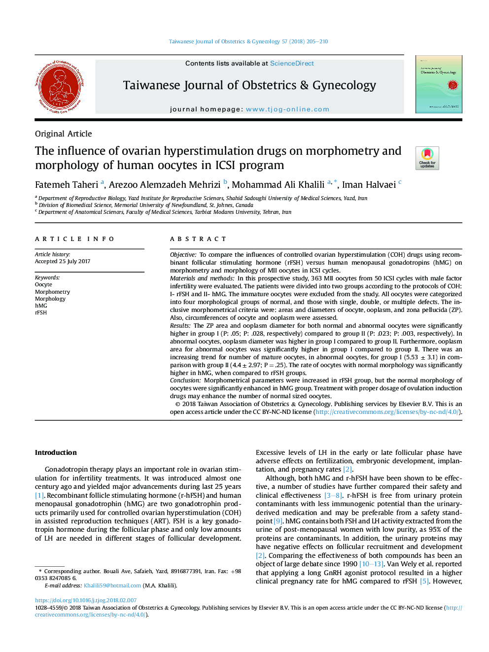 The influence of ovarian hyperstimulation drugs on morphometry and morphology of human oocytes in ICSI program