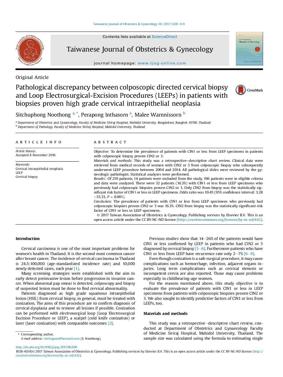 Pathological discrepancy between colposcopic directed cervical biopsy and Loop Electrosurgical-Excision Procedures (LEEPs) in patients with biopsies proven high grade cervical intraepithelial neoplasia