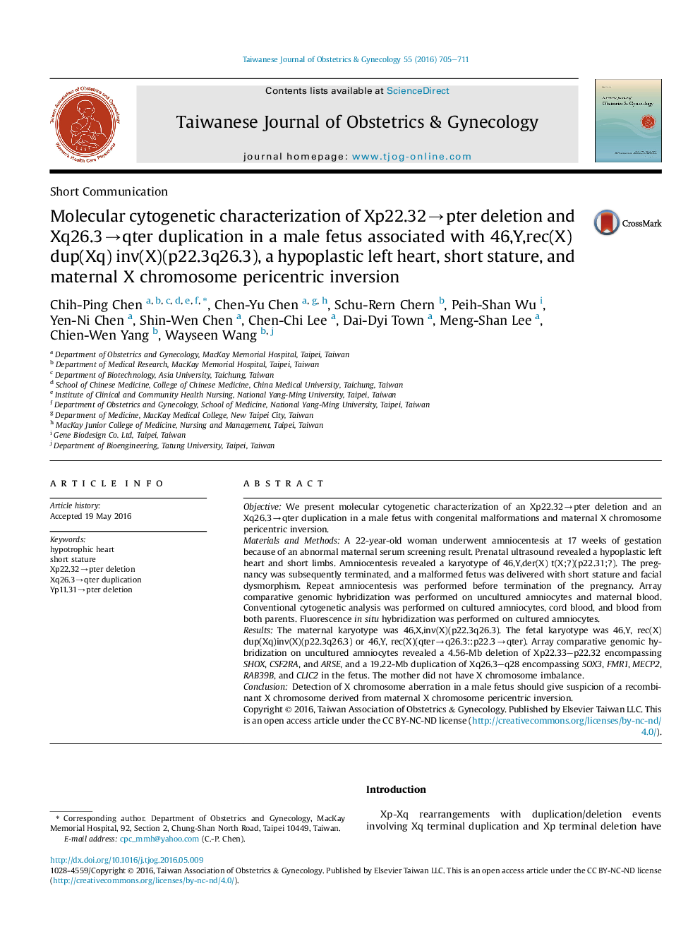 Molecular cytogenetic characterization of Xp22.32âpter deletion and Xq26.3âqter duplication in a male fetus associated with 46,Y,rec(X)dup(Xq) inv(X)(p22.3q26.3), a hypoplastic left heart, short stature, and maternal X chromosome pericentric inversion