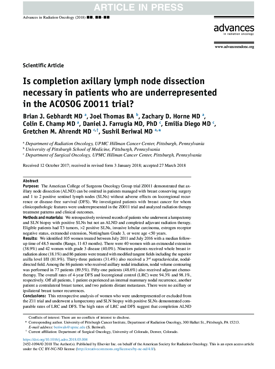 Is completion axillary lymph node dissection necessary in patients who are underrepresented in the ACOSOG Z0011 trial?