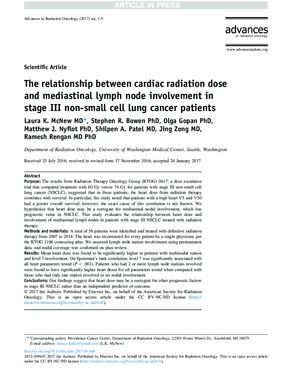 The relationship between cardiac radiation dose and mediastinal lymph node involvement in stage III non-small cell lung cancer patients