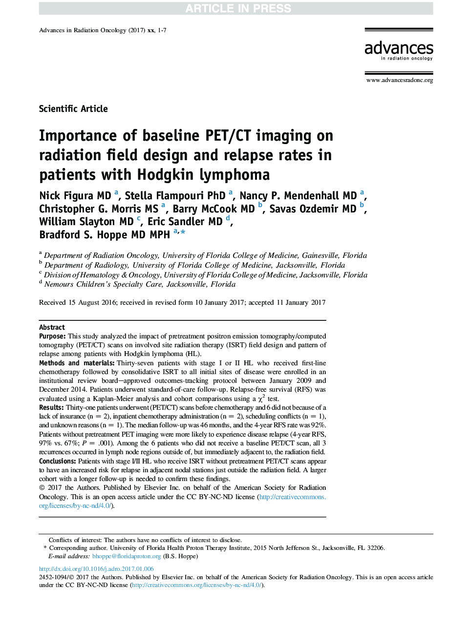 Importance of baseline PET/CT imaging on radiation field design and relapse rates in patients with Hodgkin lymphoma
