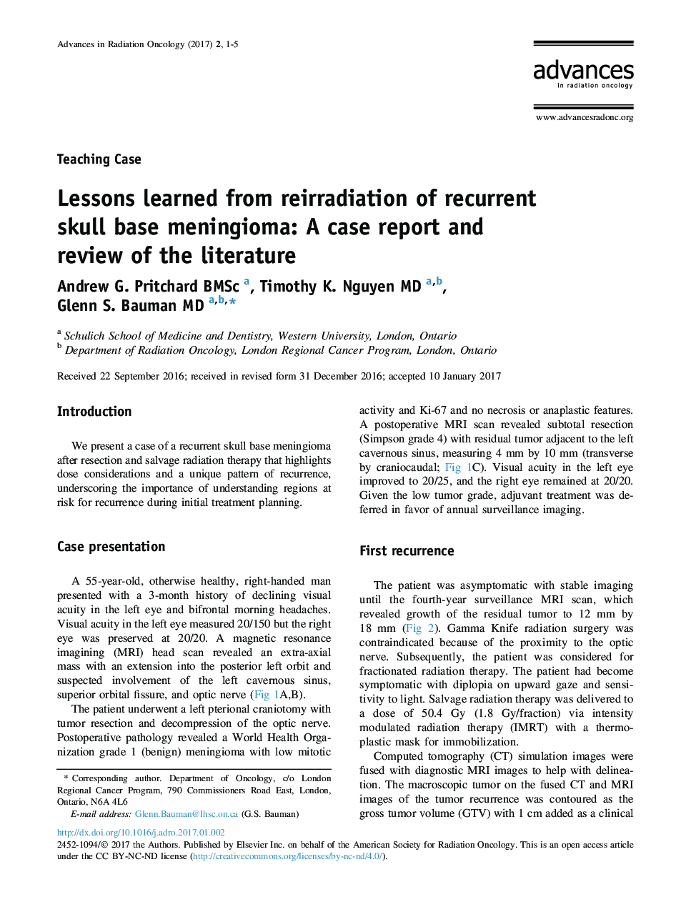 Lessons learned from reirradiation of recurrent skull base meningioma: A case report and review of the literature