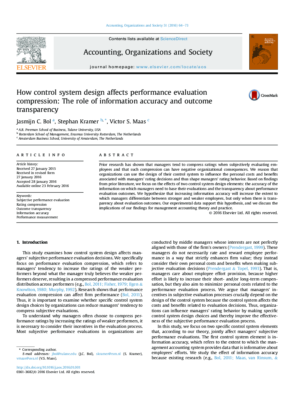 How control system design affects performance evaluation compression: The role of information accuracy and outcome transparency