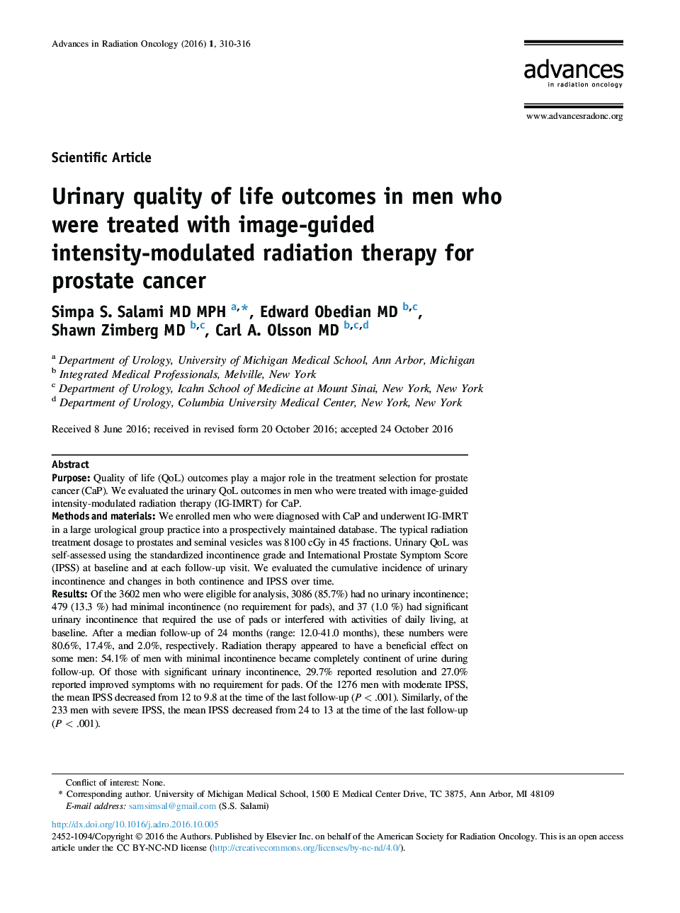 Urinary quality of life outcomes in men who were treated with image-guided intensity-modulated radiation therapy for prostate cancer