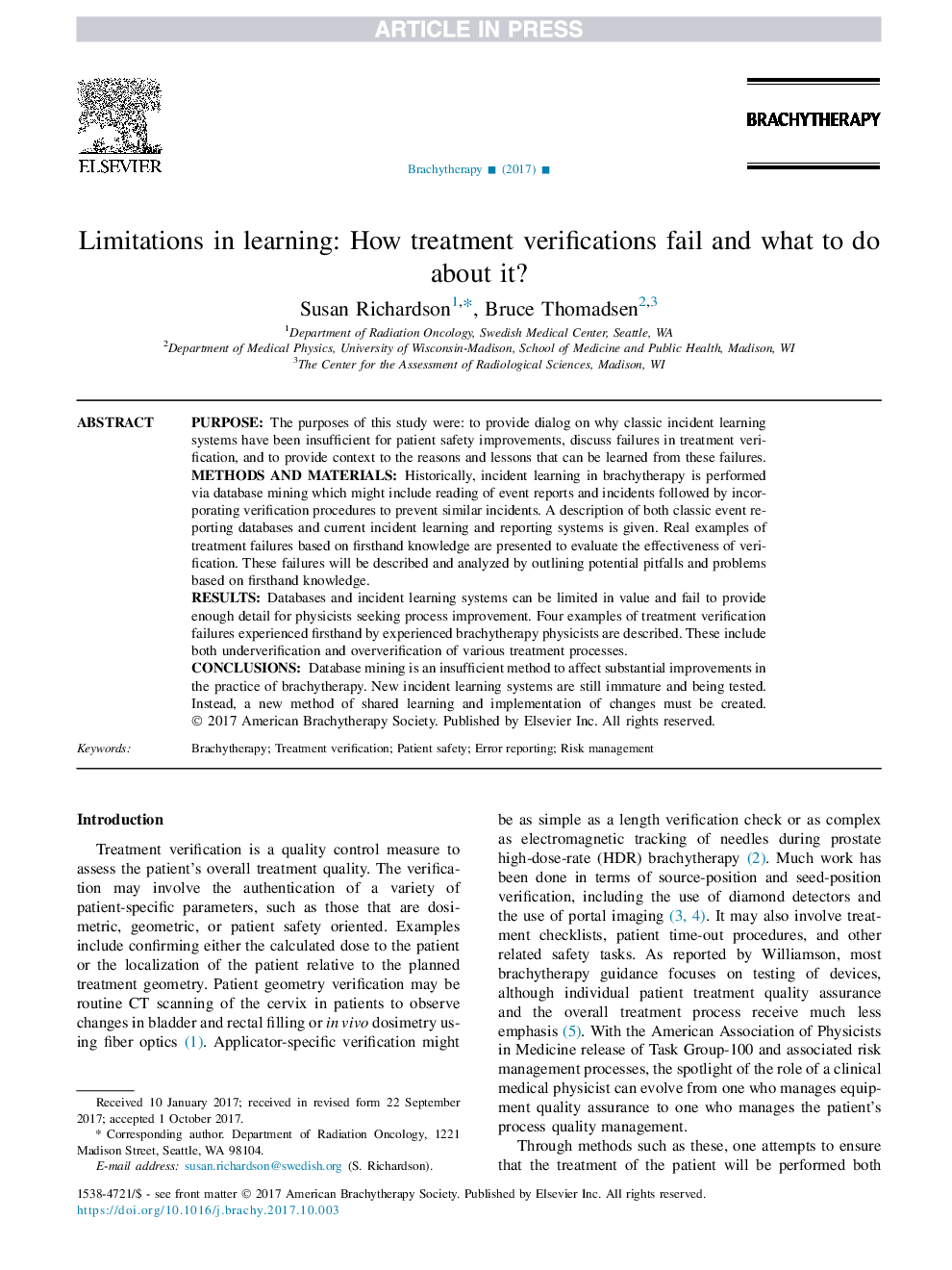 Limitations in learning: How treatment verifications fail and what to do about it?