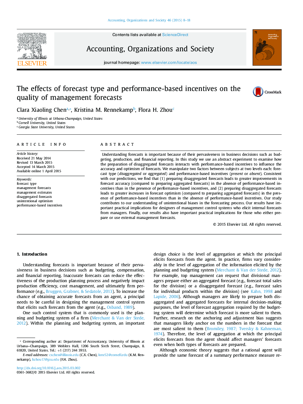 The effects of forecast type and performance-based incentives on the quality of management forecasts