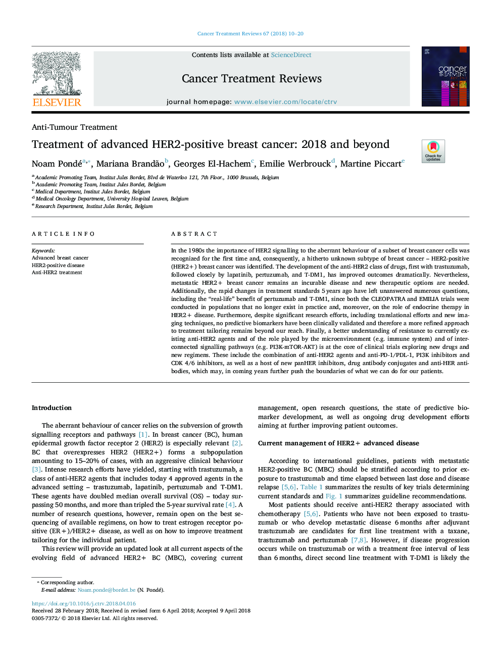 Treatment of advanced HER2-positive breast cancer: 2018 and beyond