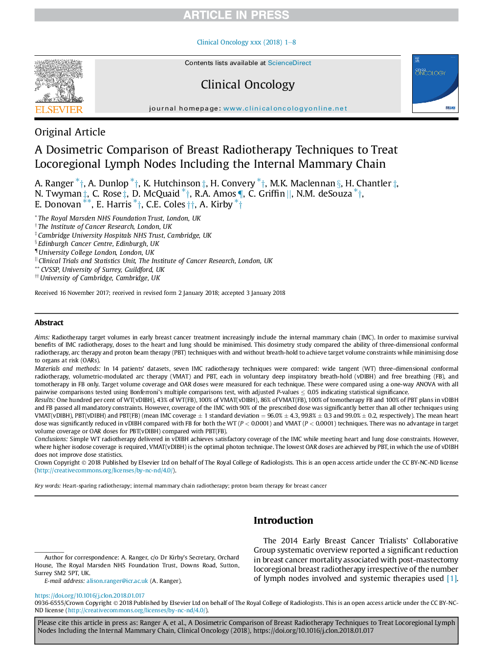 A Dosimetric Comparison of Breast Radiotherapy Techniques to Treat Locoregional Lymph Nodes Including the Internal Mammary Chain