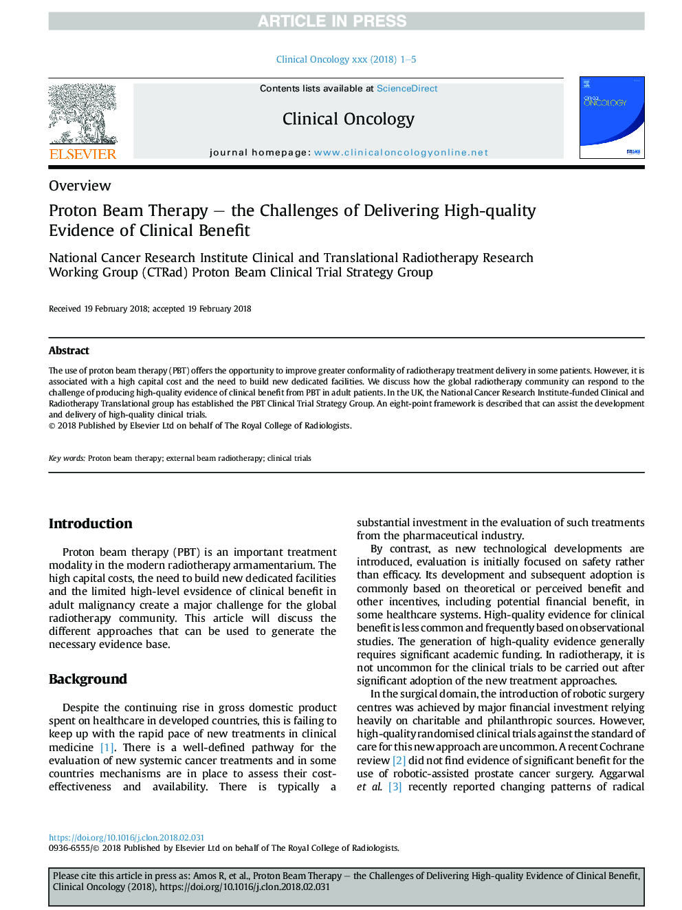 Proton Beam Therapy - the Challenges of Delivering High-quality Evidence of Clinical Benefit