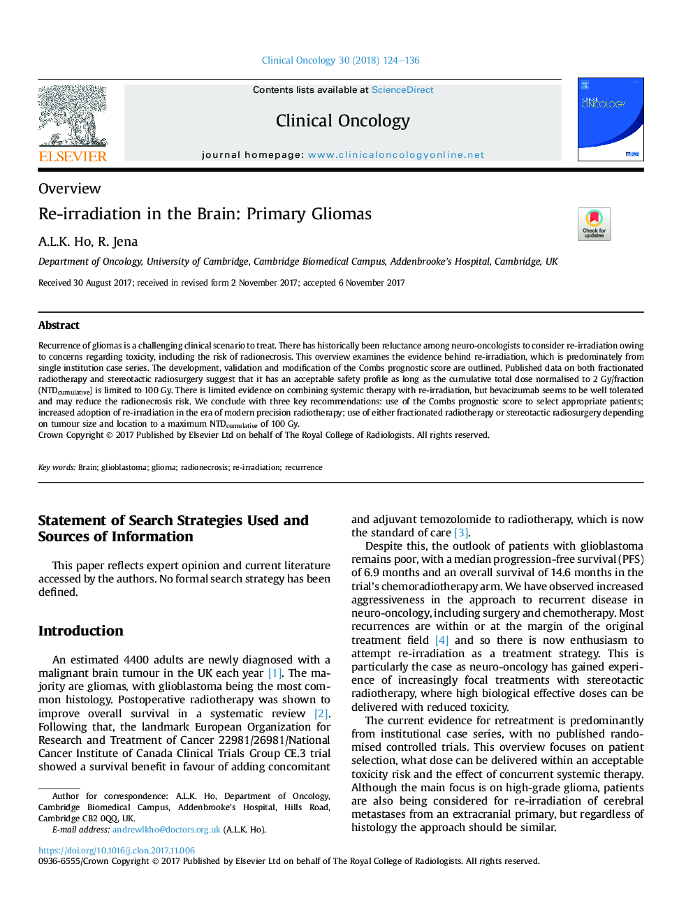 Re-irradiation in the Brain: Primary Gliomas