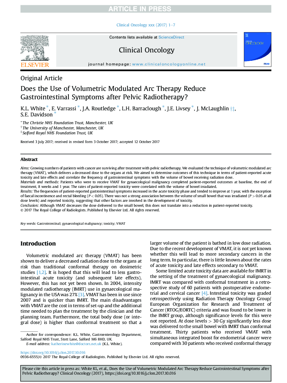 Does the Use of Volumetric Modulated Arc Therapy Reduce Gastrointestinal Symptoms after Pelvic Radiotherapy?