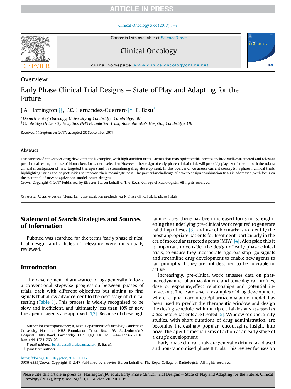 Early Phase Clinical Trial Designs - State of Play and Adapting for the Future