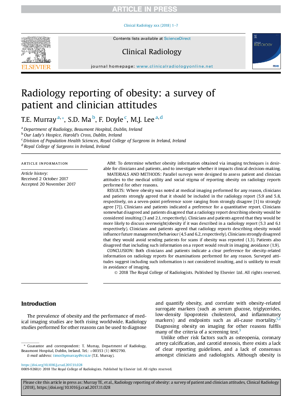 Radiology reporting of obesity: a survey of patient and clinician attitudes