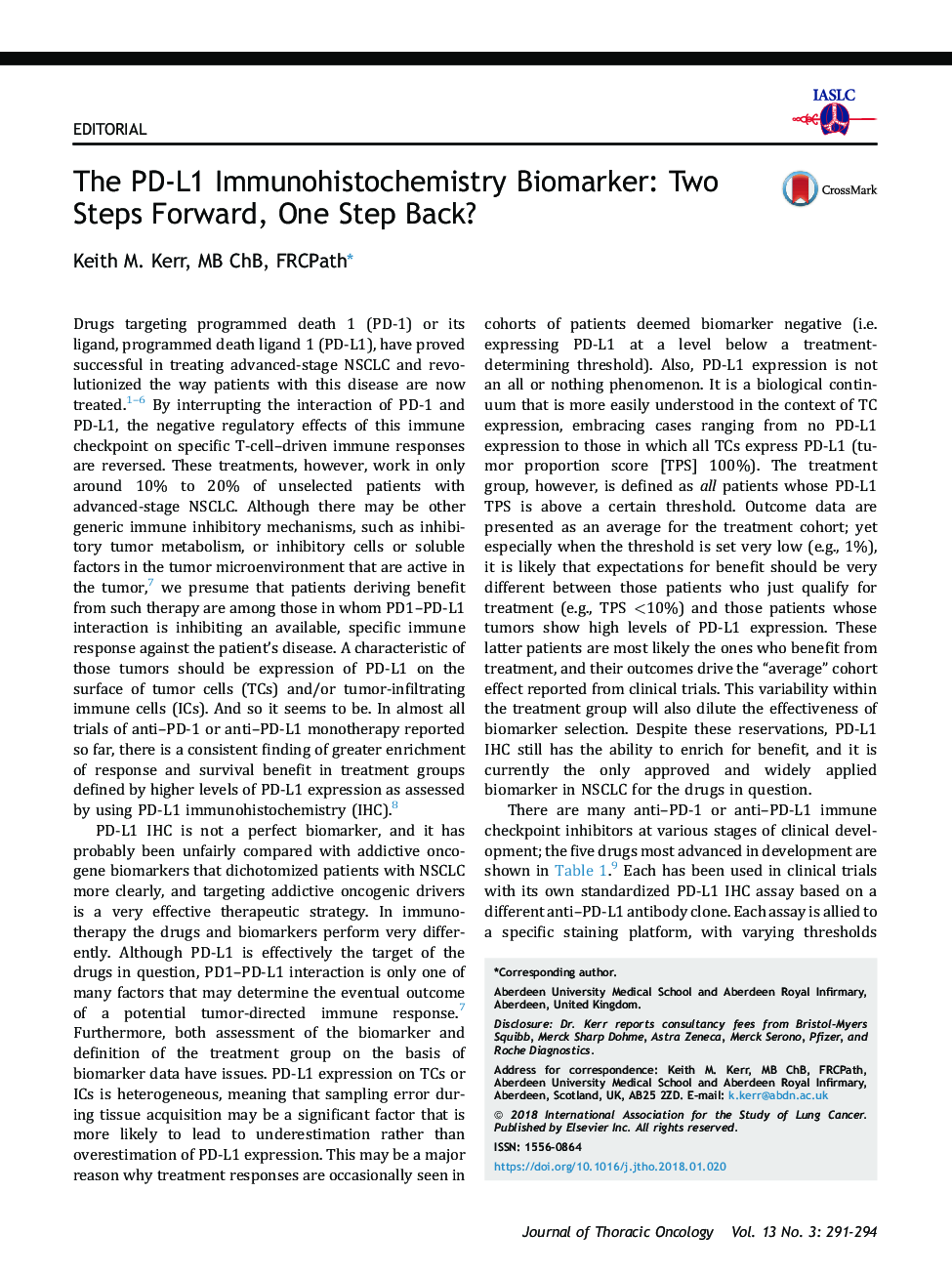 The PD-L1 Immunohistochemistry Biomarker: Two Steps Forward, One Step Back?