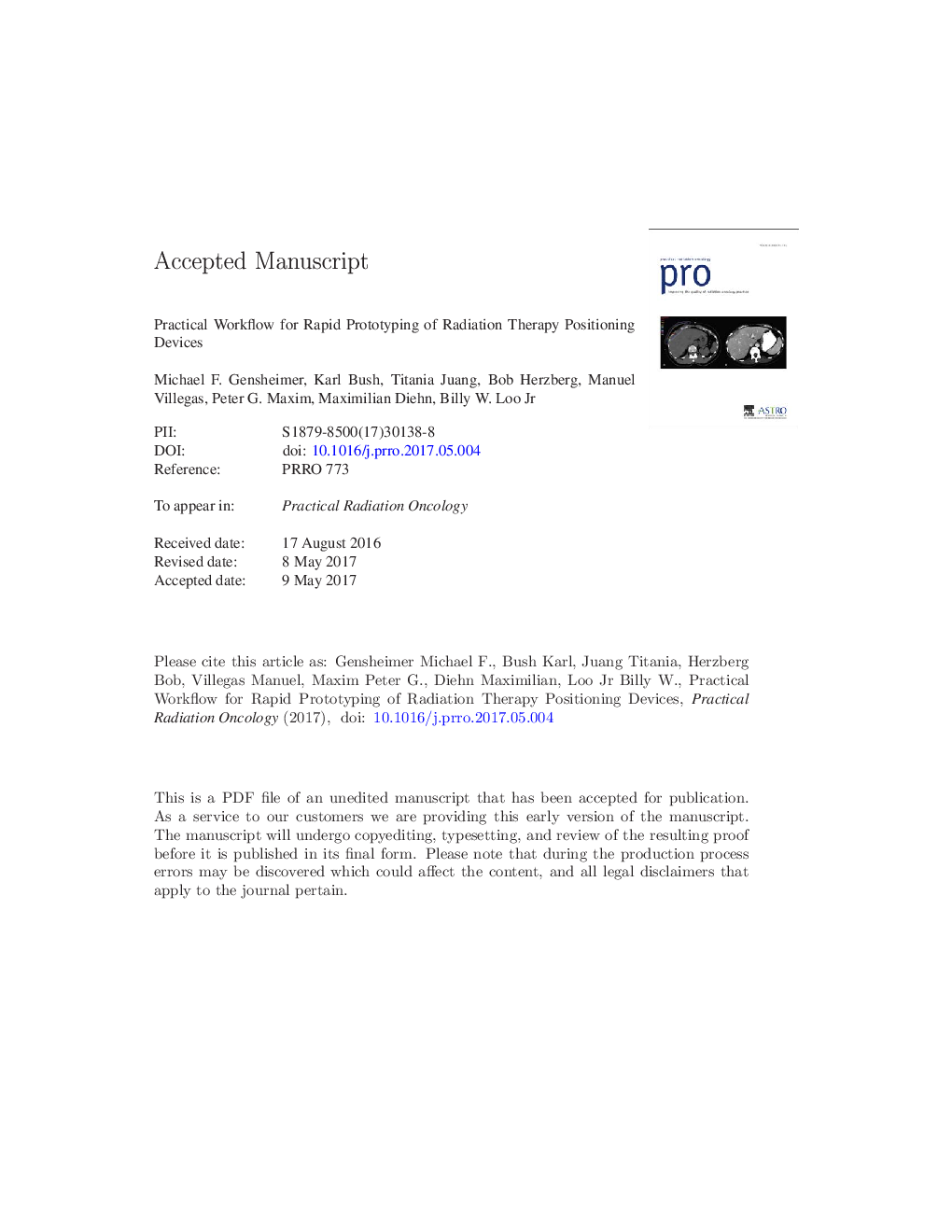 Practical workflow for rapid prototyping of radiation therapy positioning devices