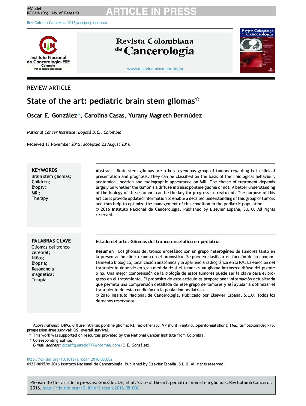 State of the art: pediatric brain stem gliomas