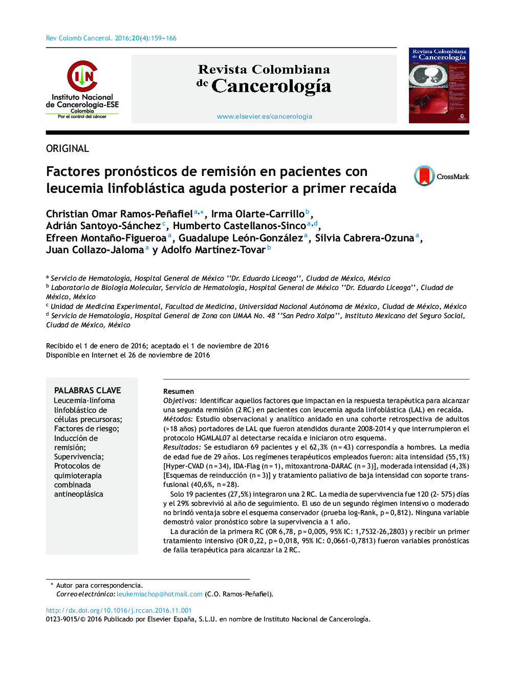 Factores pronósticos de remisión en pacientes con leucemia linfoblástica aguda posterior a primer recaÃ­da