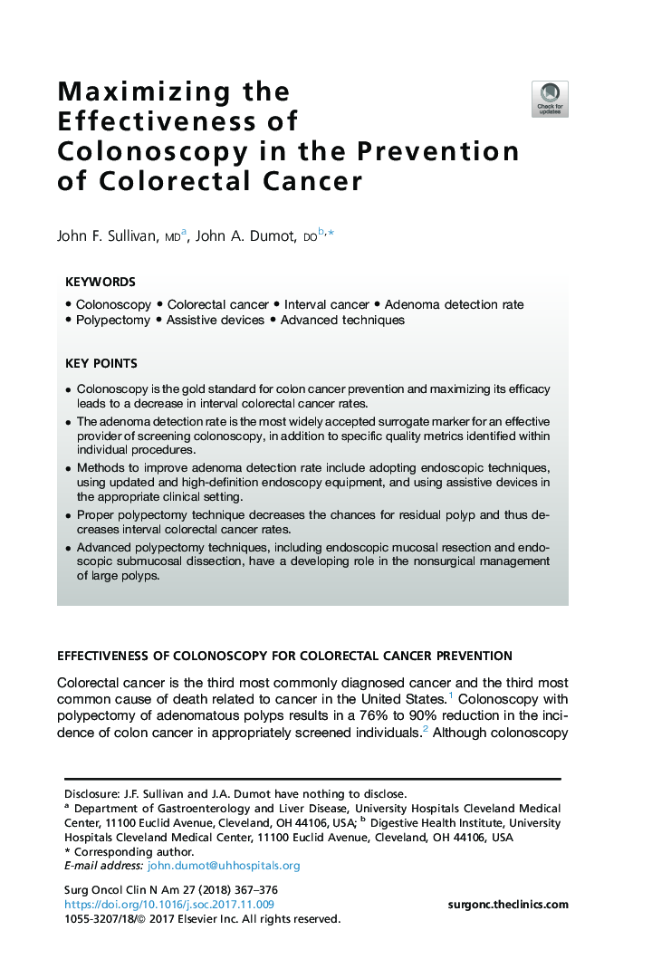 Maximizing the Effectiveness of Colonoscopy in the Prevention of Colorectal Cancer