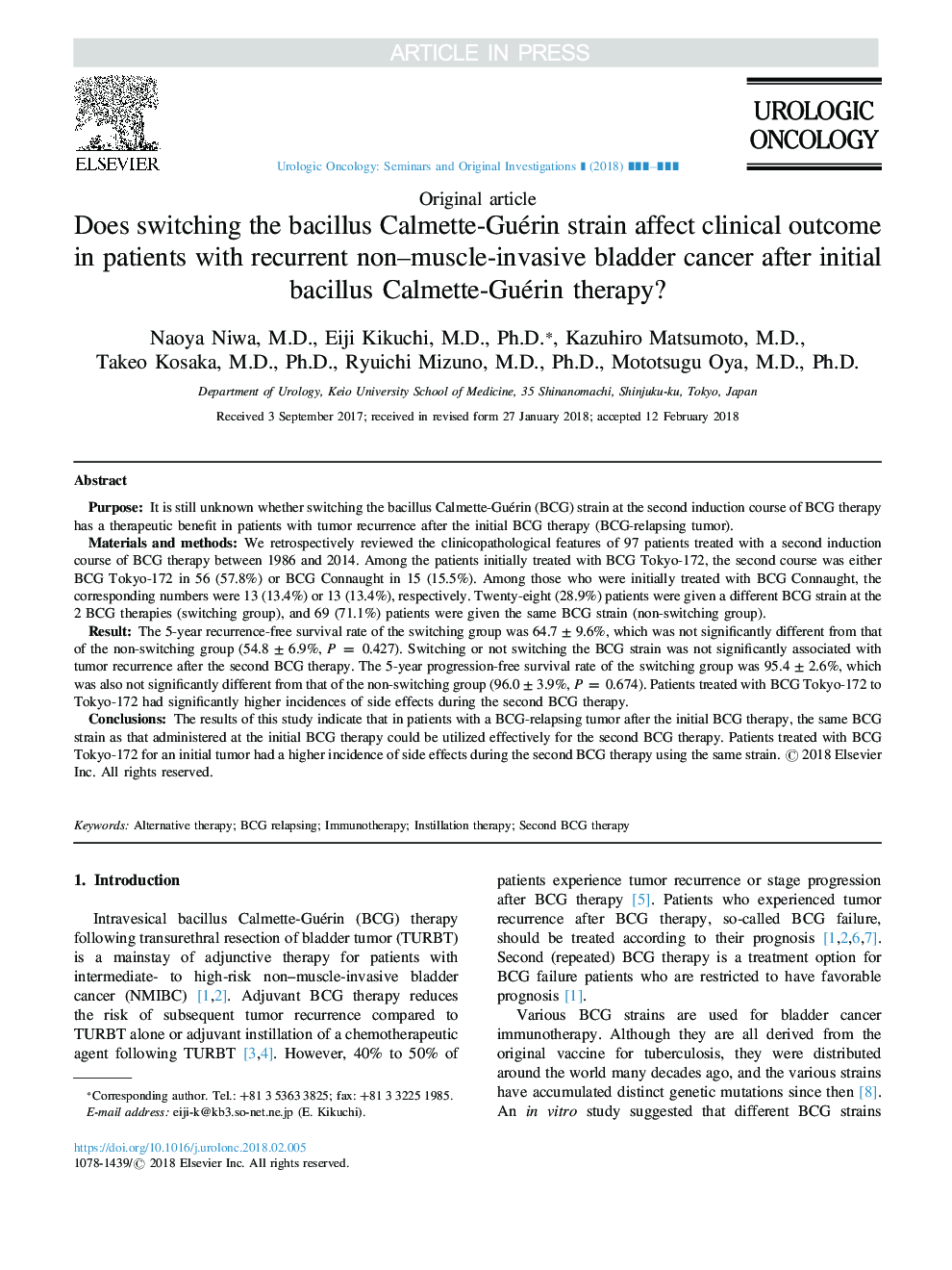 Does switching the bacillus Calmette-Guérin strain affect clinical outcome in patients with recurrent non-muscle-invasive bladder cancer after initial bacillus Calmette-Guérin therapy?