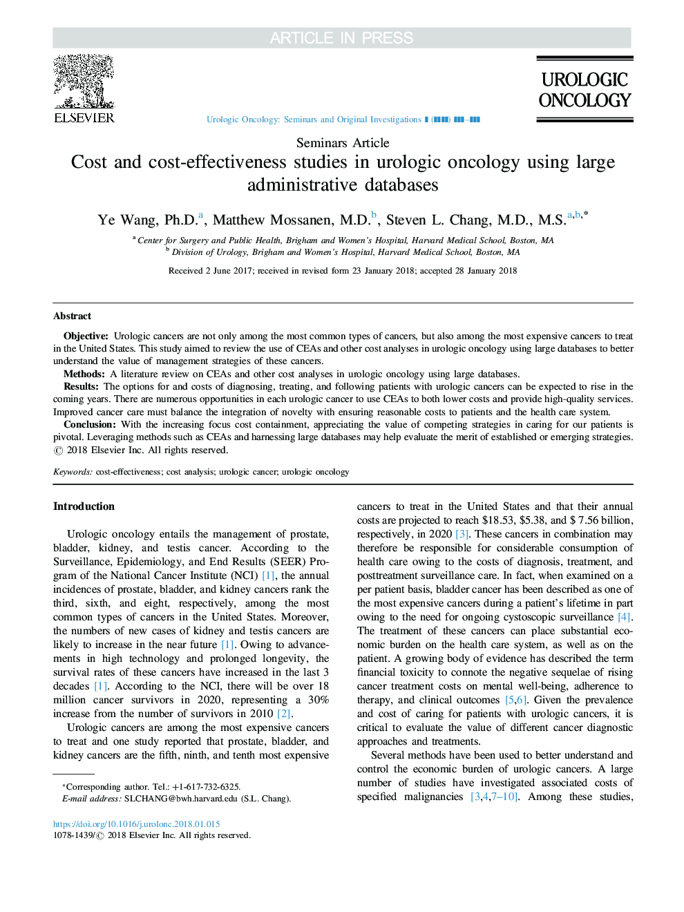 Cost and cost-effectiveness studies in urologic oncology using large administrative databases