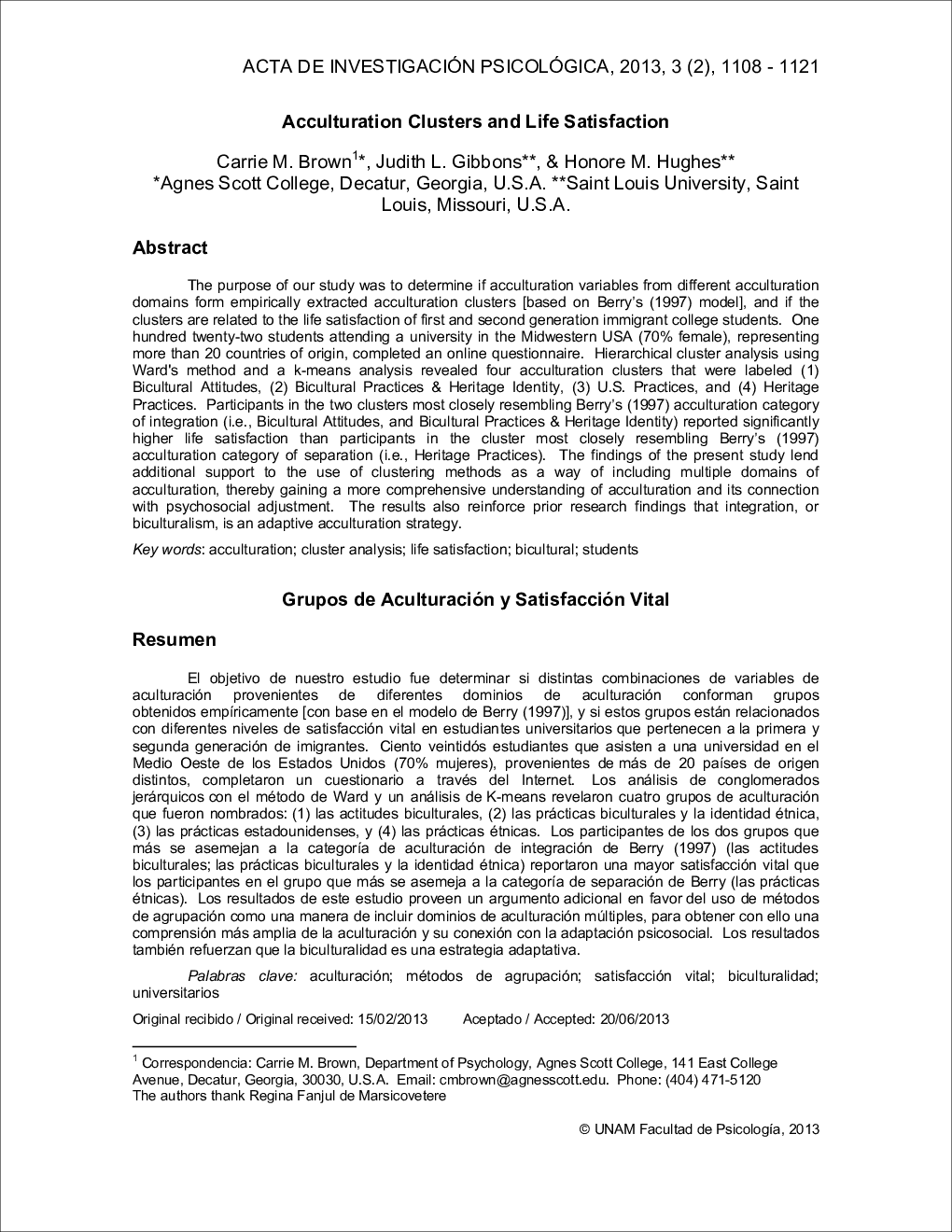 Acculturation Clusters and Life Satisfaction