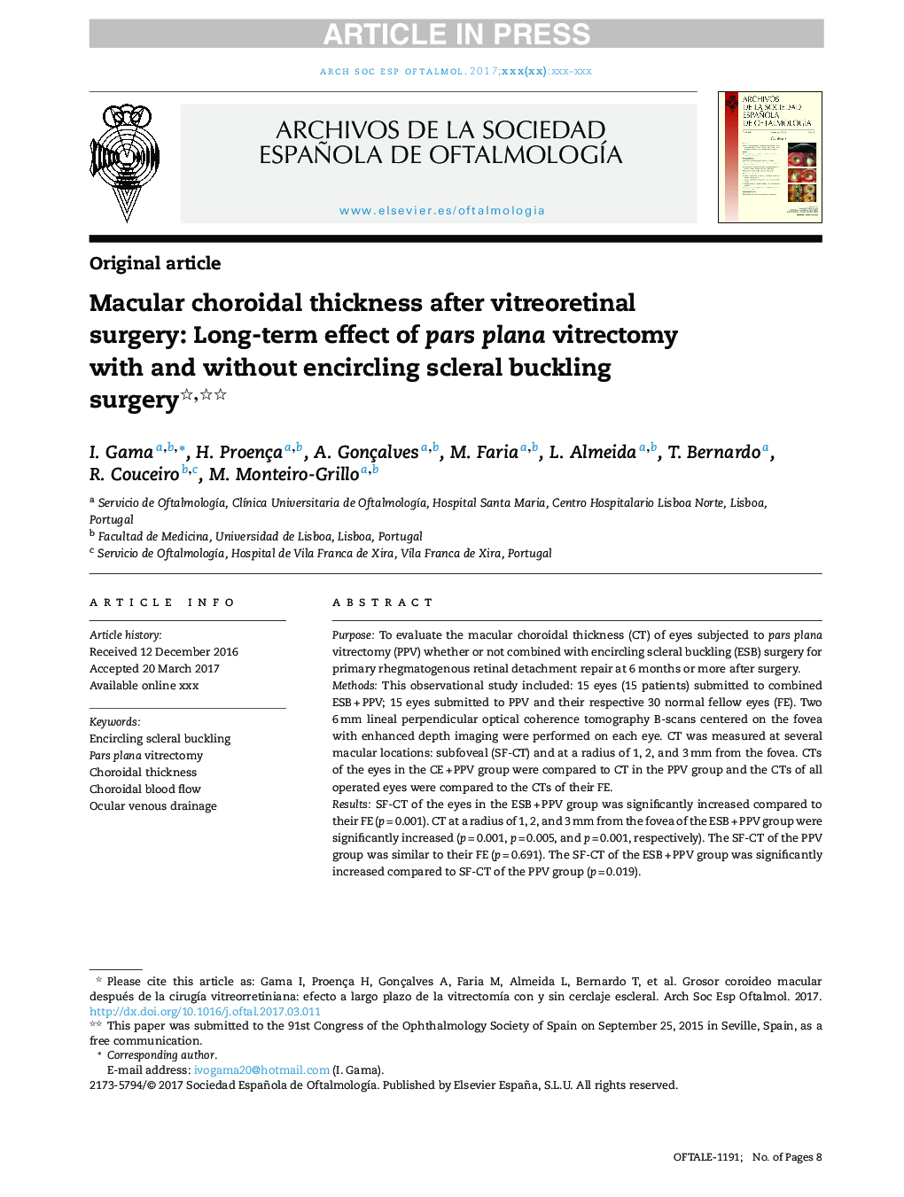 Macular choroidal thickness after vitreoretinal surgery: Long-term effect of pars plana vitrectomy with and without encircling scleral buckling surgery