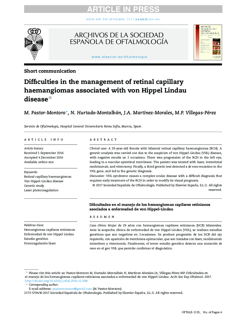 Difficulties in the management of retinal capillary haemangiomas associated with von Hippel Lindau disease