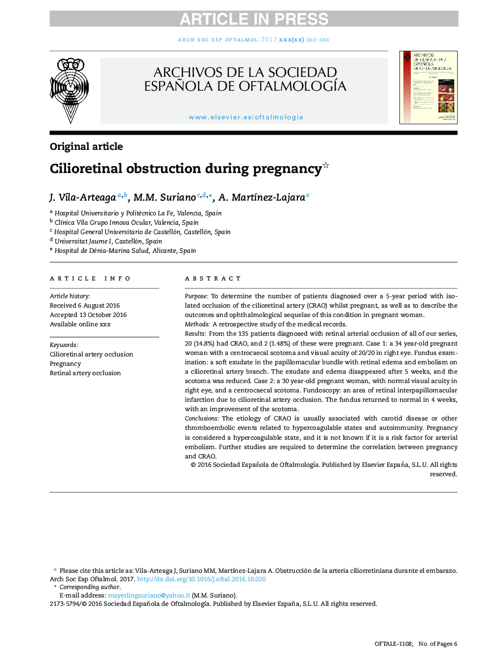 Cilioretinal obstruction during pregnancy