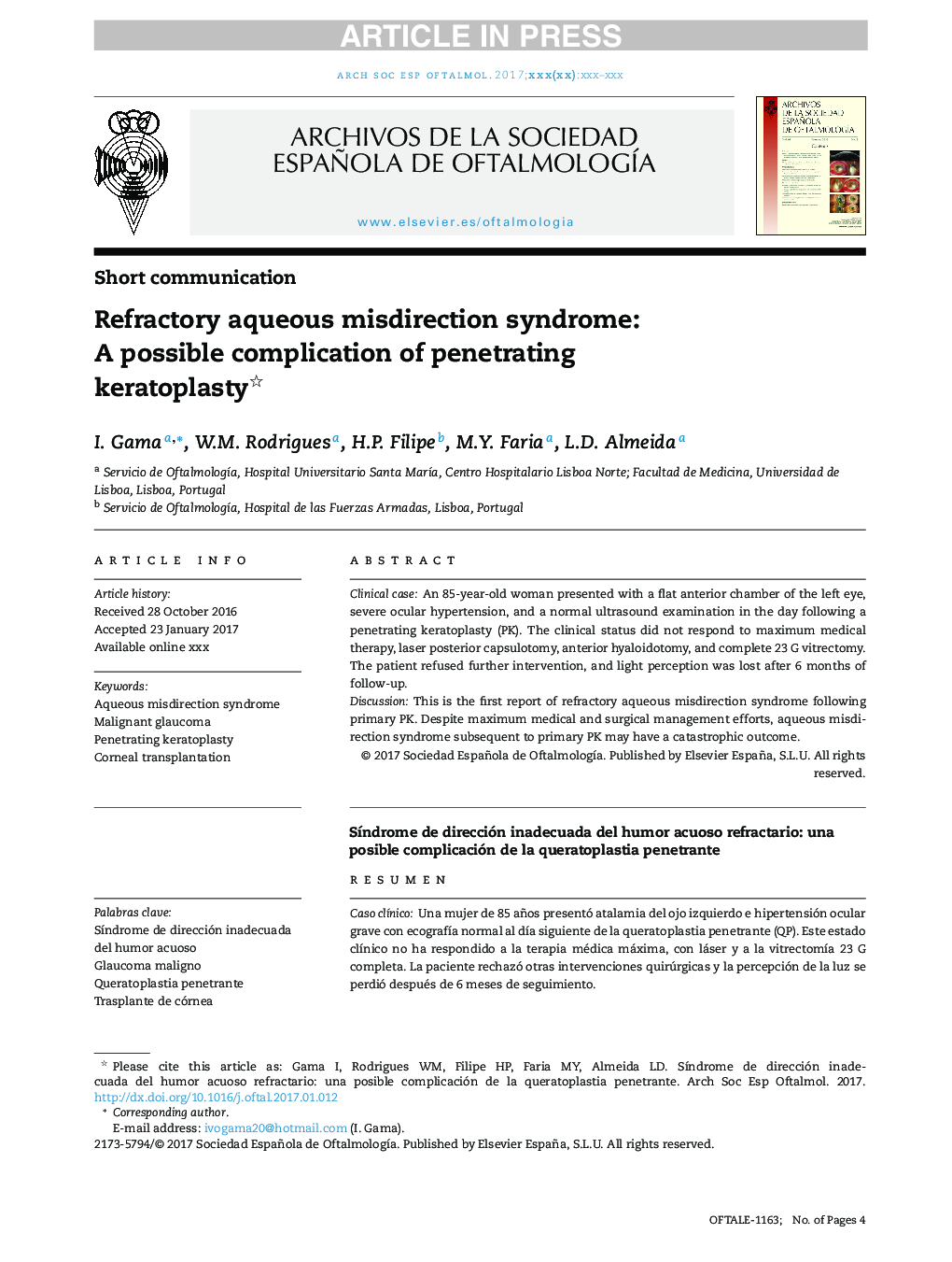 Refractory aqueous misdirection syndrome: A possible complication of penetrating keratoplasty