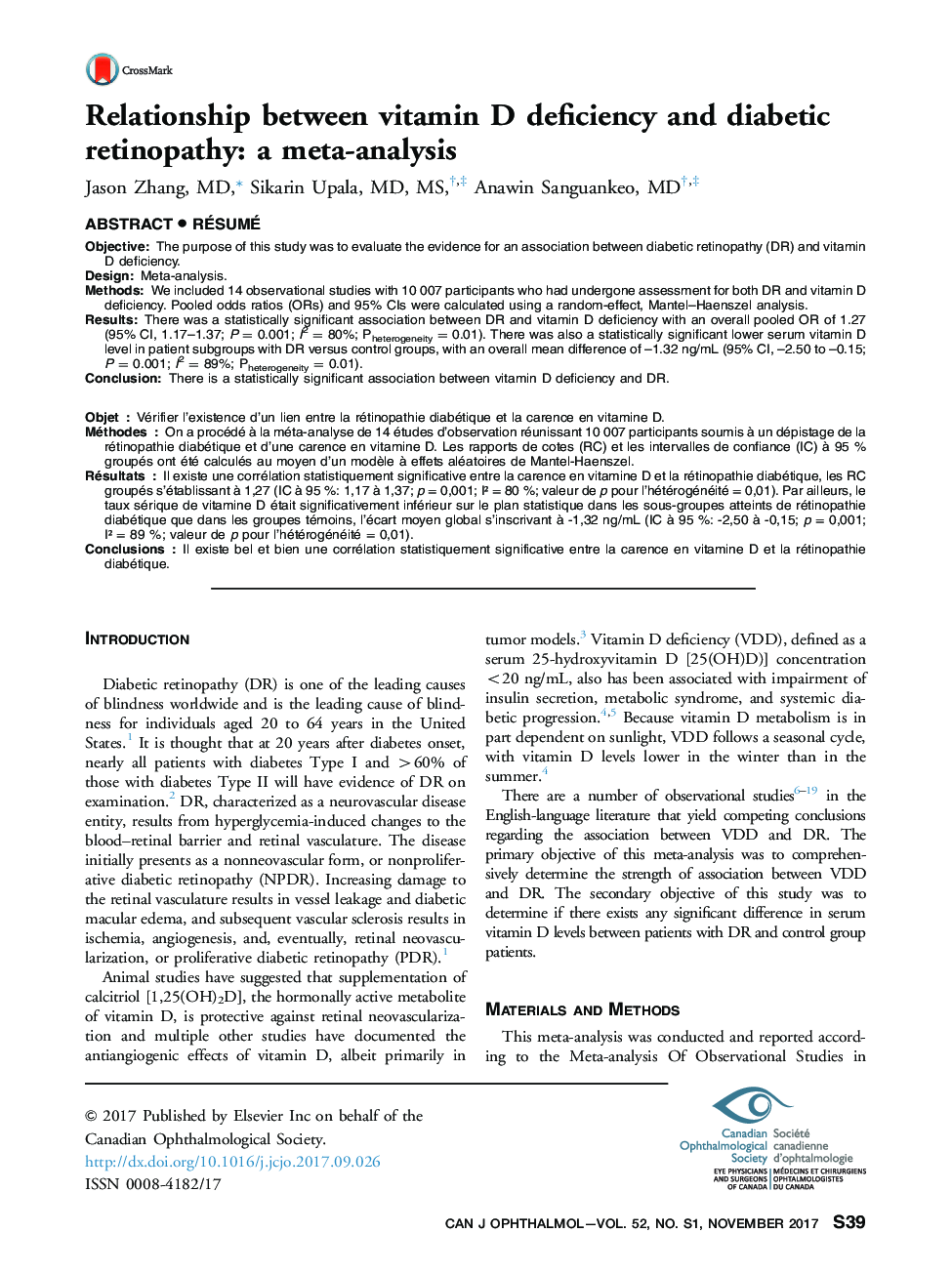 Relationship between vitamin D deficiency and diabetic retinopathy: a meta-analysis