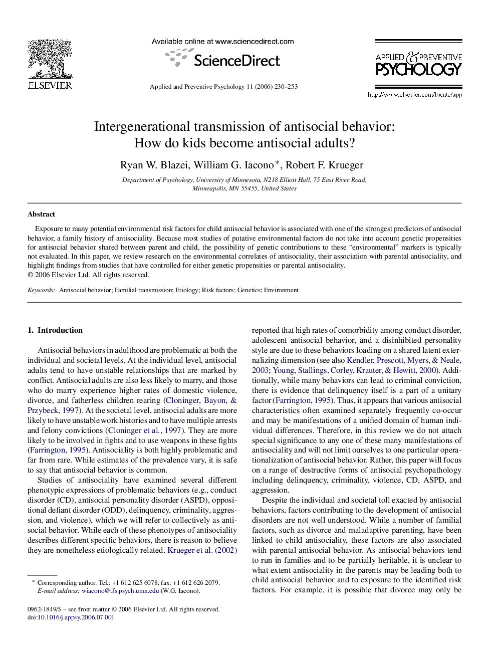 Intergenerational transmission of antisocial behavior: How do kids become antisocial adults?