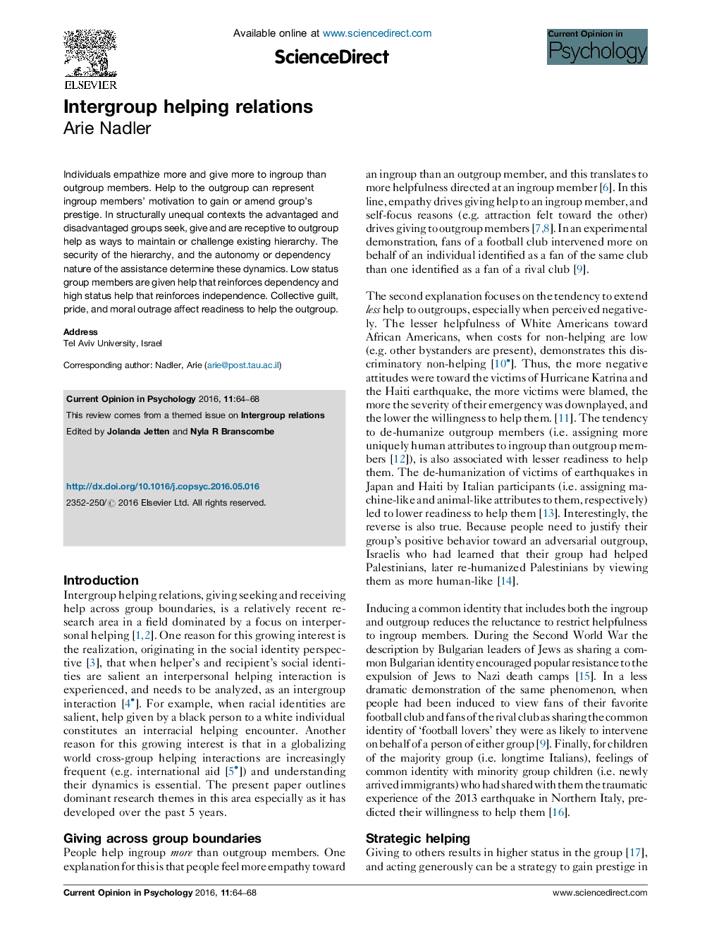 Intergroup helping relations