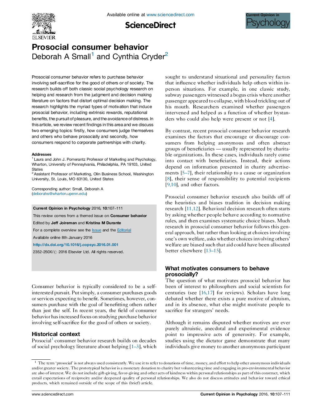 Prosocial consumer behavior