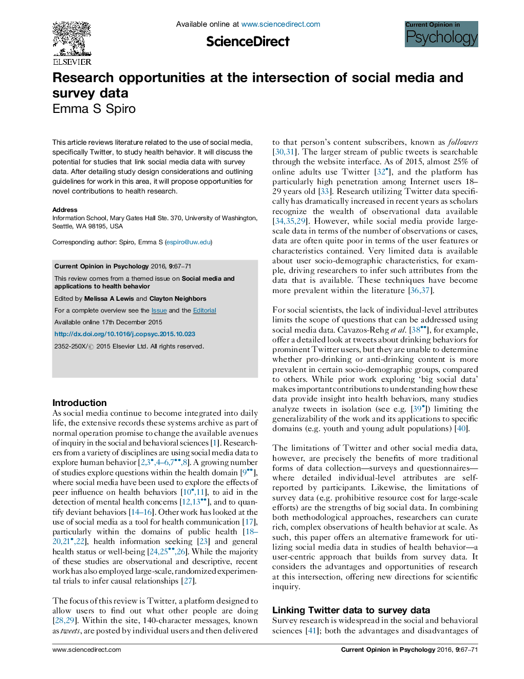 Research opportunities at the intersection of social media and survey data