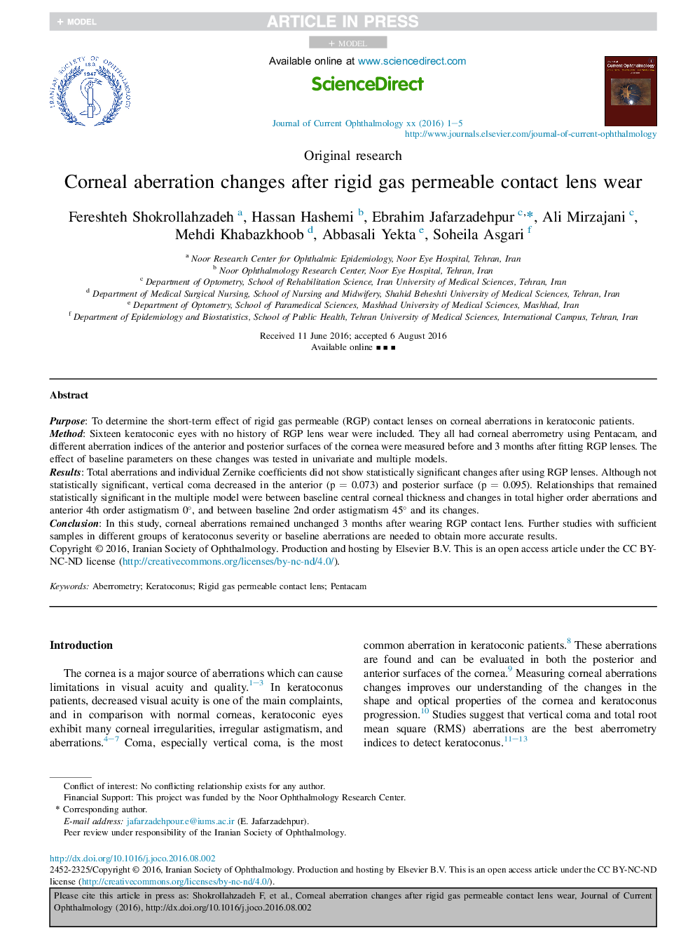 Corneal aberration changes after rigid gas permeable contact lens wear in keratokonic patients